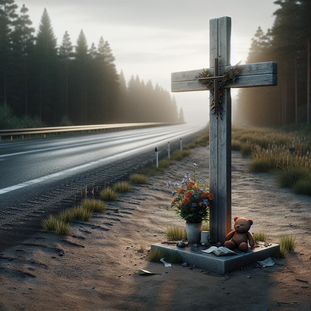 Empty roadside memorial