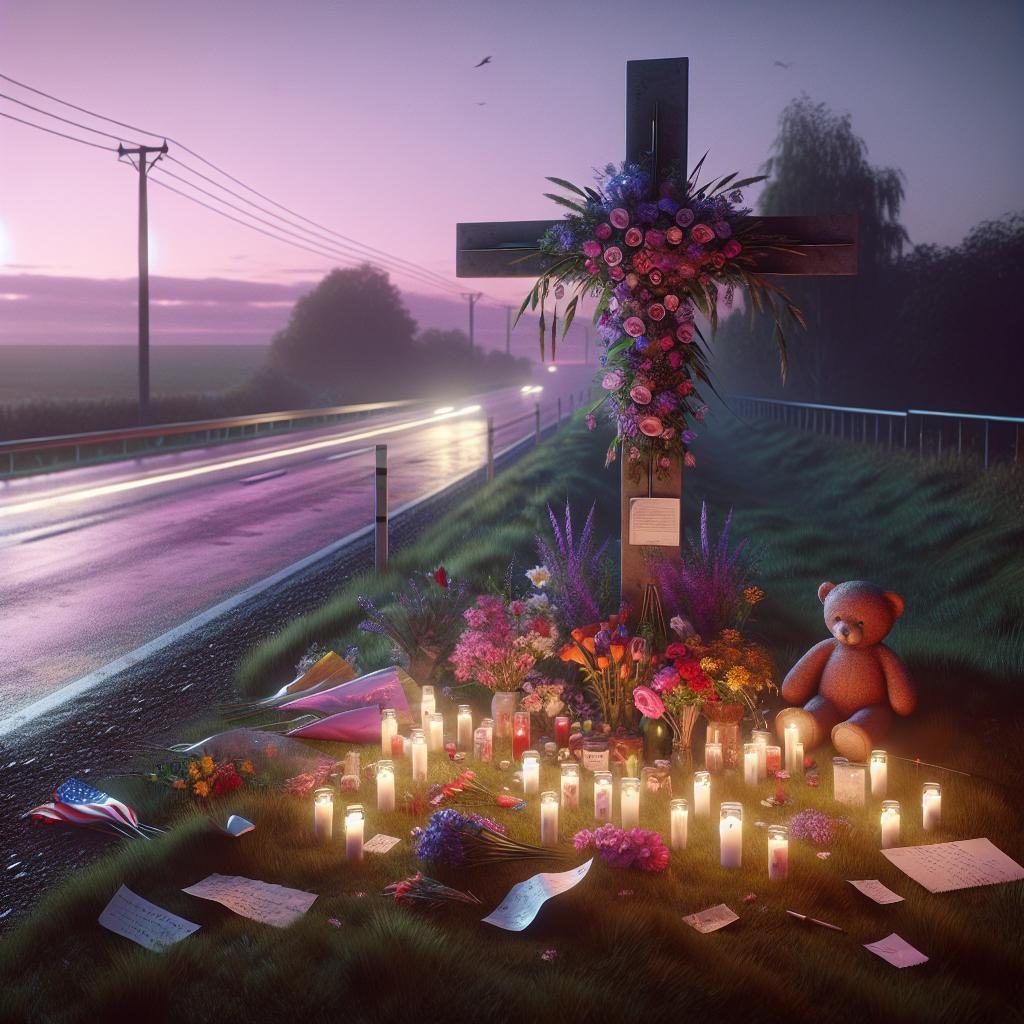 Somber Roadside Memorial