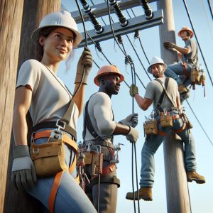 Utility workers repairing lines