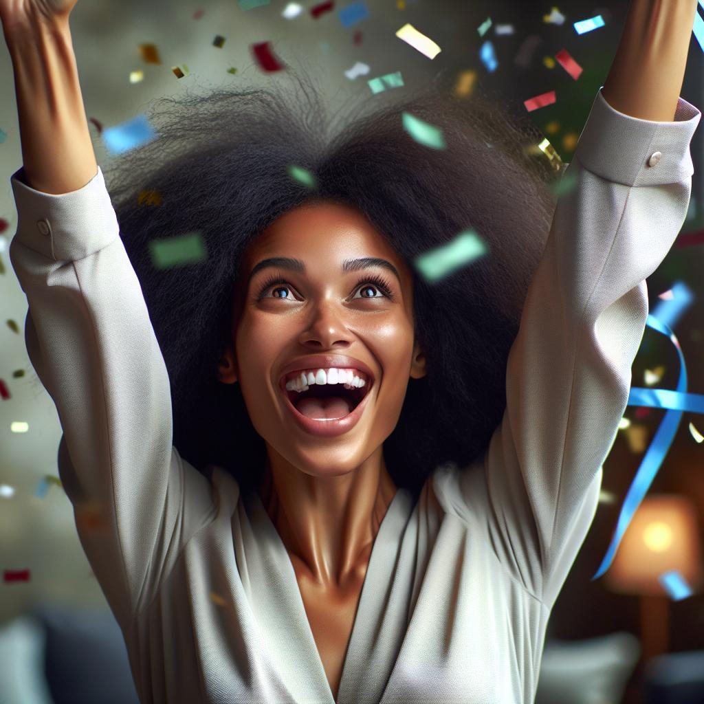 Joyful woman celebrating victory