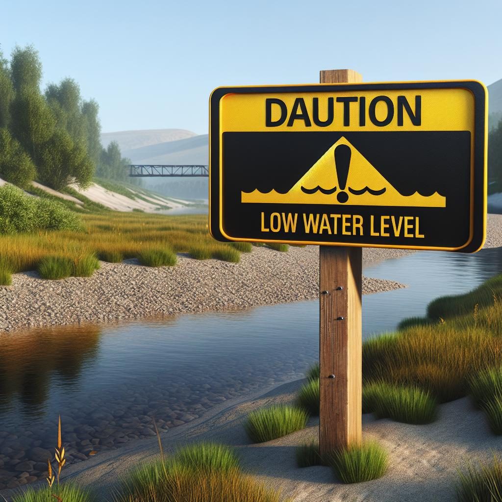 Low river warning sign