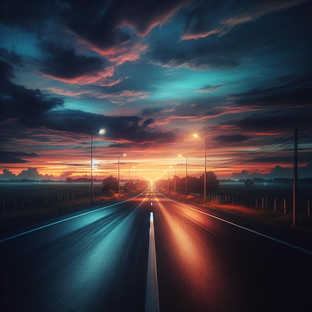 Empty road at dusk