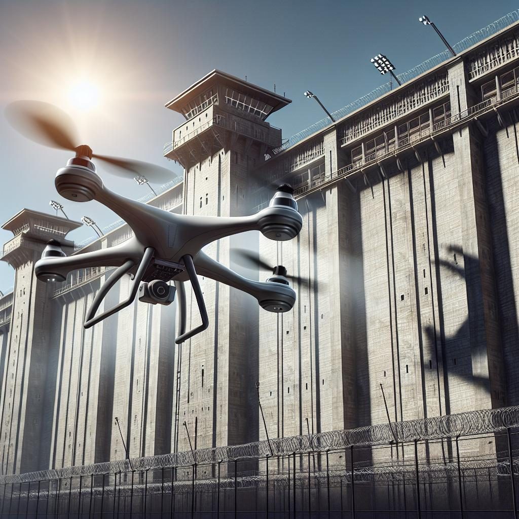 Drone above prison walls