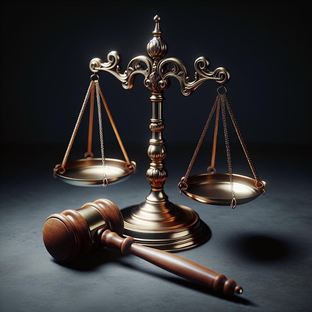 Justice scales and gavel