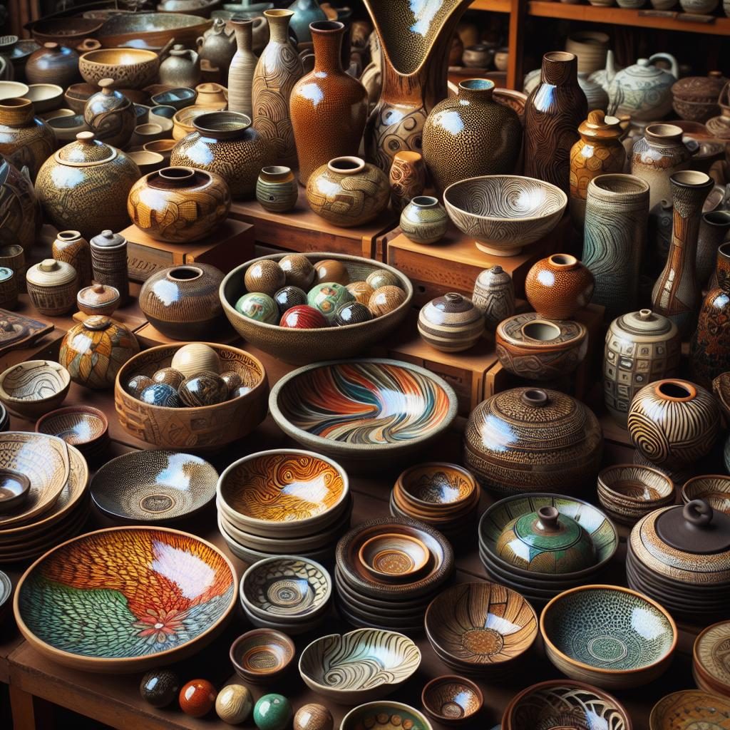 Handcrafted pottery display