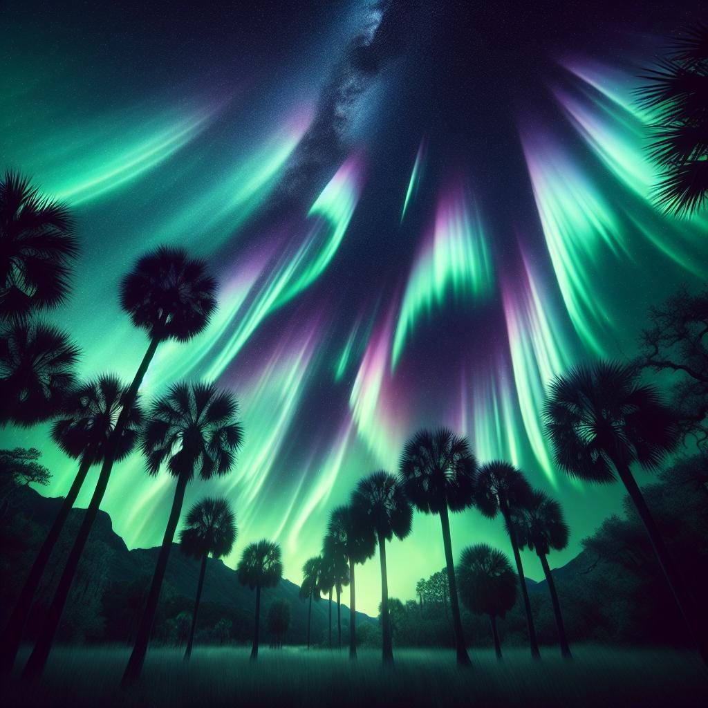 Aurora over palmettos