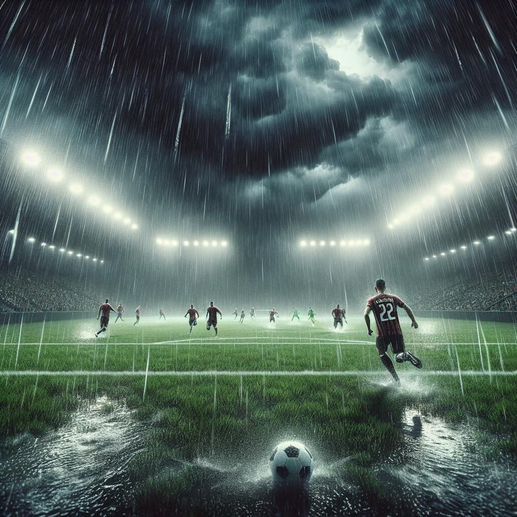 Football in the rain