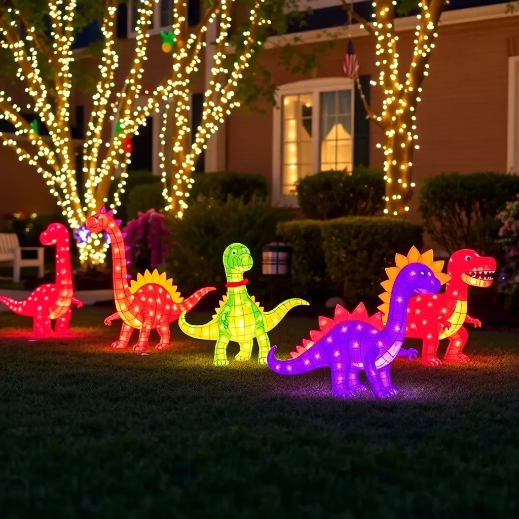 Lexington Family Merges Holiday Cheer with Dinosaur Wonderland in Backyard Extravaganza