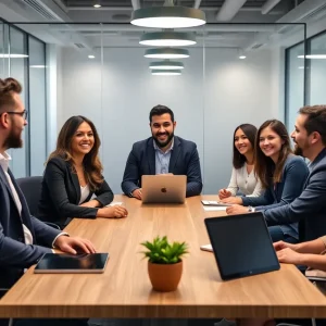 BriteCap Financial leadership team discussing strategy in an office