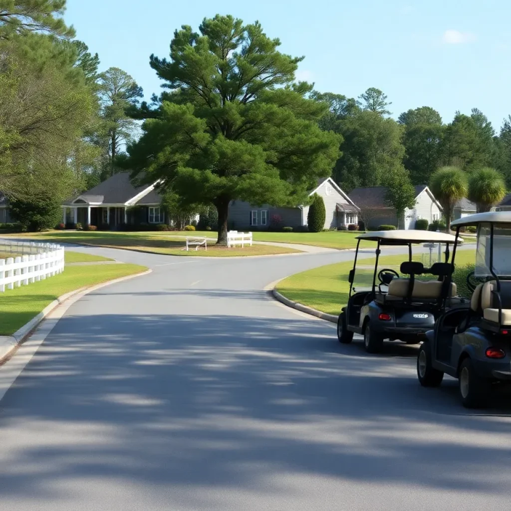 Residential area in Chapin SC featuring golf carts and homes