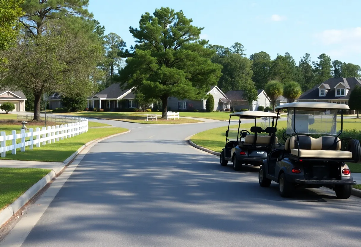 Residential area in Chapin SC featuring golf carts and homes