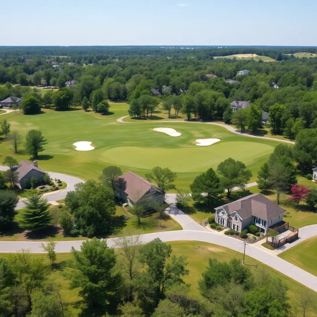 Beautiful golf course in Chapin SC with homes in the background