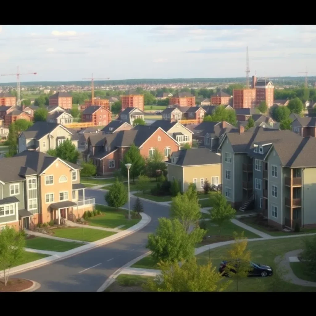 Suburban neighborhood in Columbia with construction sites.