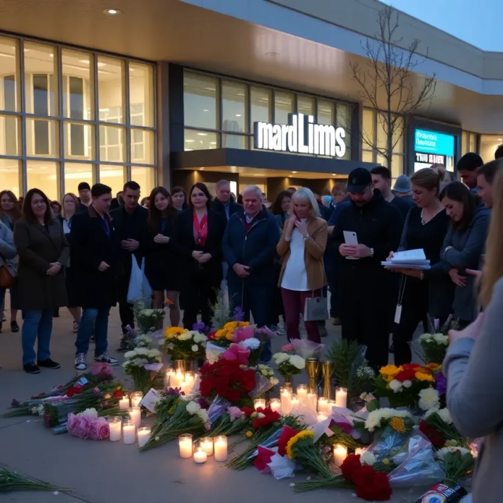 Vigils setup in front of a mall in Columbia for shooting victim