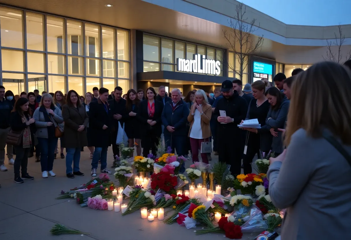 Vigils setup in front of a mall in Columbia for shooting victim