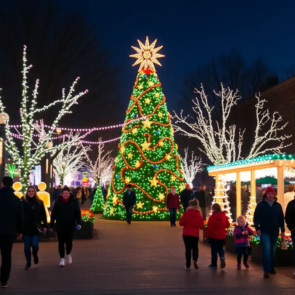 Families enjoying holiday activities and light displays in Columbia SC