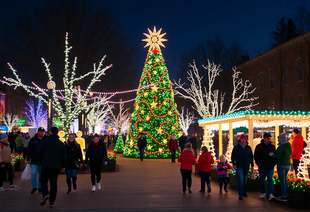 Families enjoying holiday activities and light displays in Columbia SC