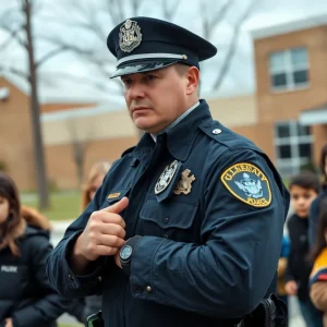 Police officers responding at H.E. Corley Elementary School during an incident