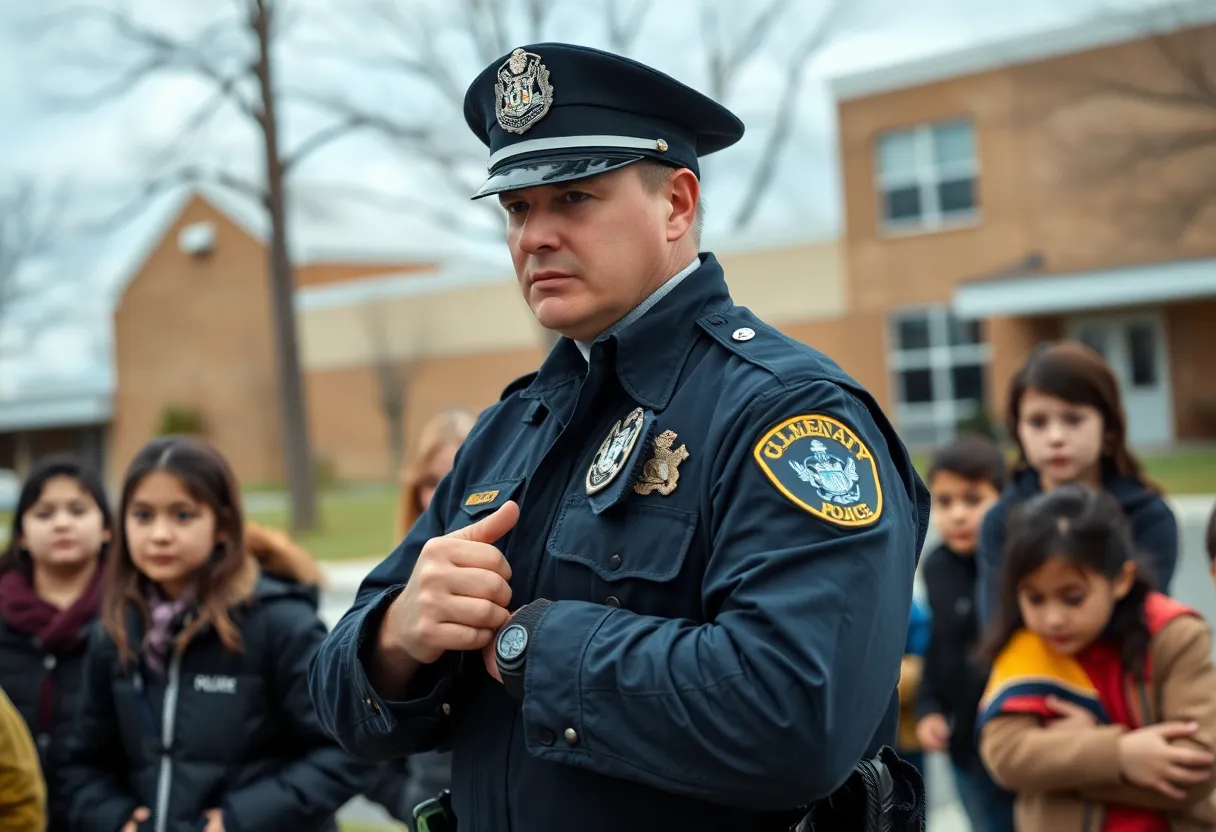 Police officers responding at H.E. Corley Elementary School during an incident