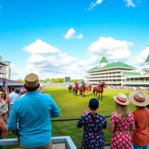 Excited fans at the new paddock area during Kentucky Derby 2024