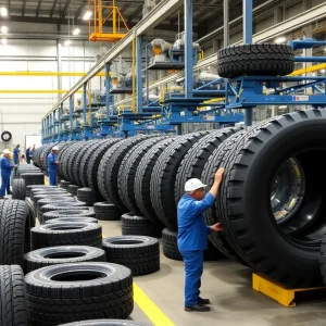 Michelin's manufacturing plant in Lexington, South Carolina during tire production.