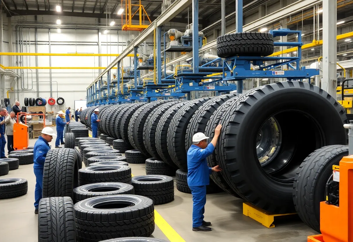 Michelin's manufacturing plant in Lexington, South Carolina during tire production.