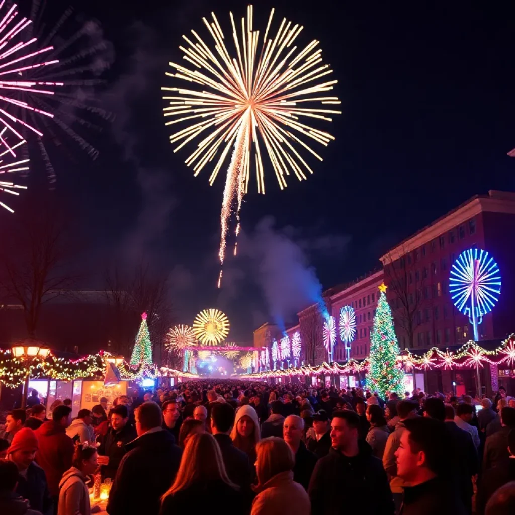 Celebration scene of New Year's Eve in Columbia MD