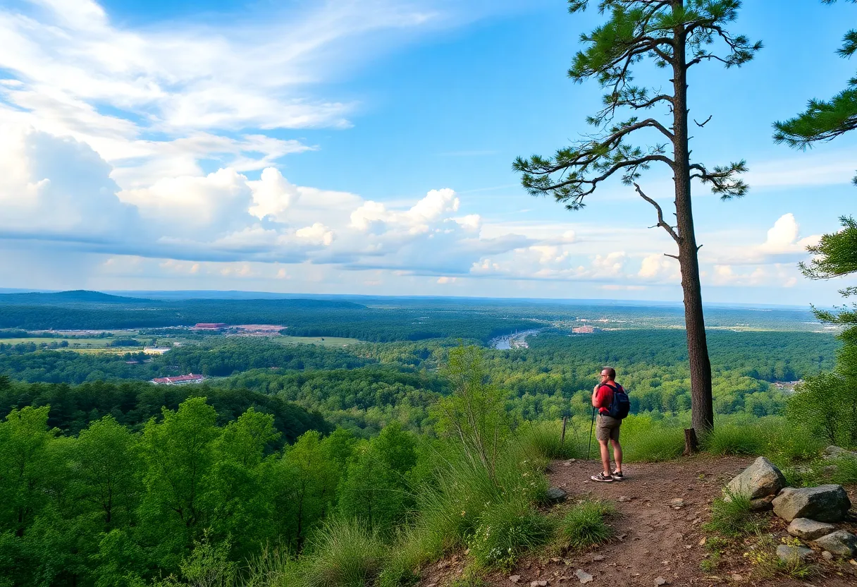 People engaging in outdoor activities in Columbia, South Carolina, surrounded by trees and rivers.