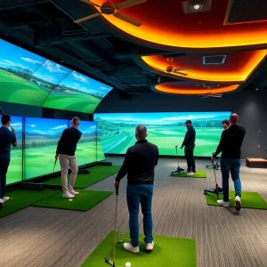 Indoor golf simulator at Pro Swing in Forest Acres