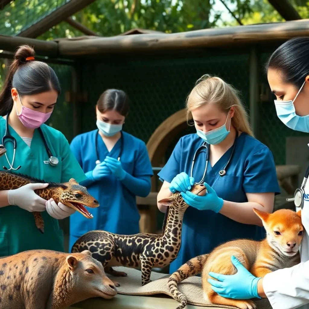 Veterinary team at Riverbanks Zoo providing care to animals