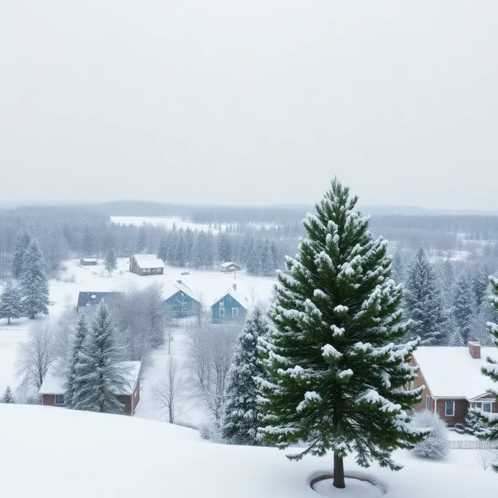 A snowy landscape in South Carolina during winter