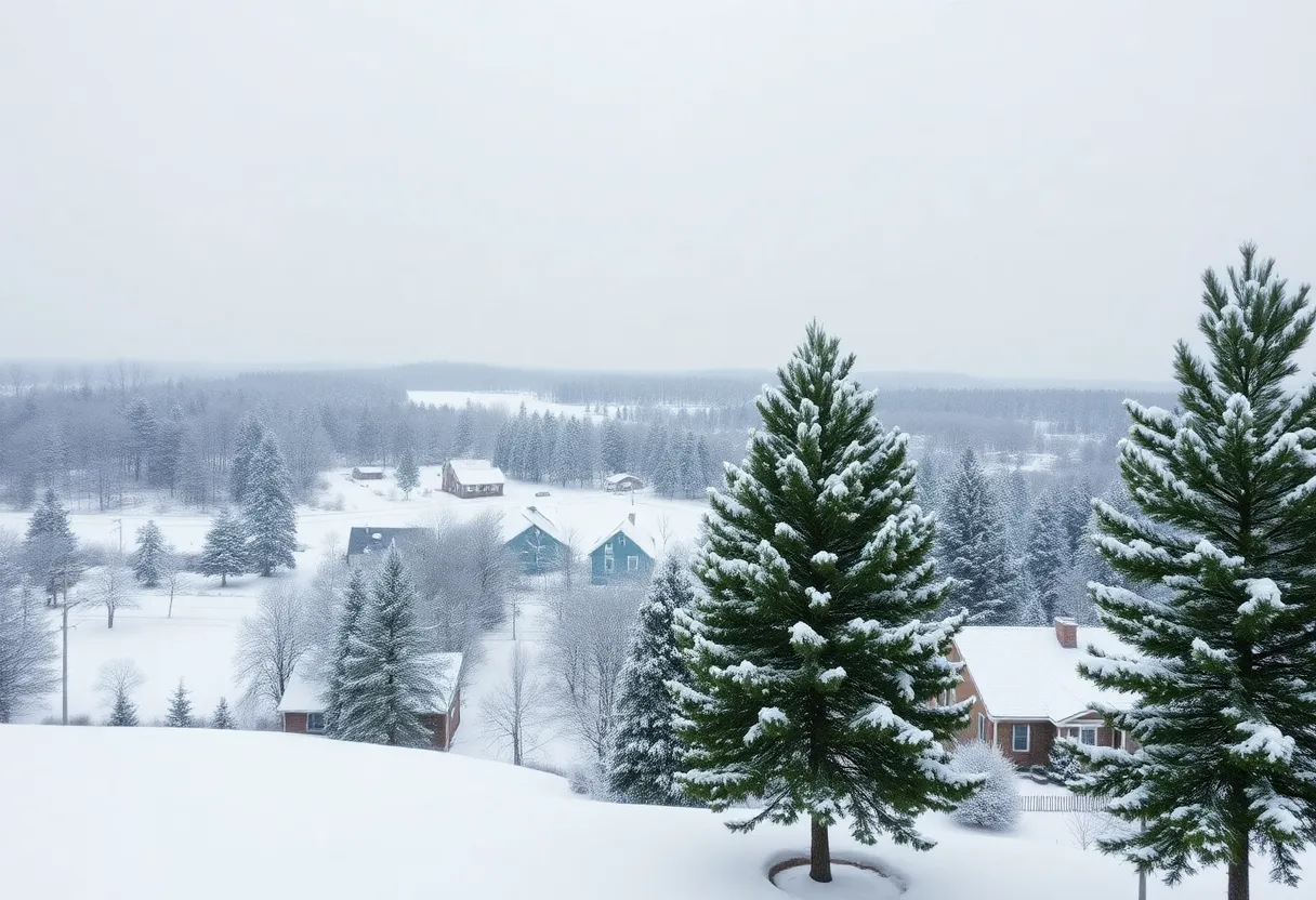 A snowy landscape in South Carolina during winter