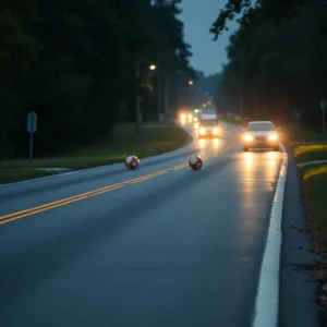 Quiet road in West Columbia after a tragic accident