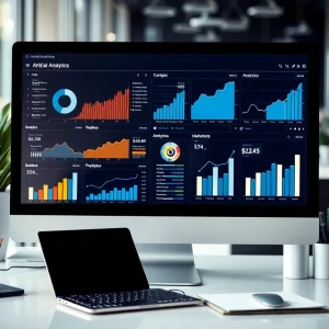 A representation of the AI keyword generator tool in a modern business setting