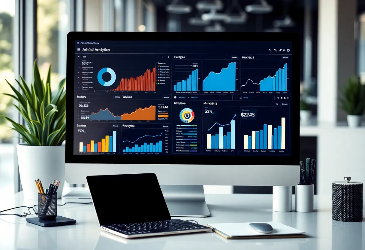 A representation of the AI keyword generator tool in a modern business setting