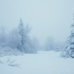 Frozen winter landscape during an Arctic blast