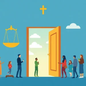 Illustration of justice and equity with diverse community members