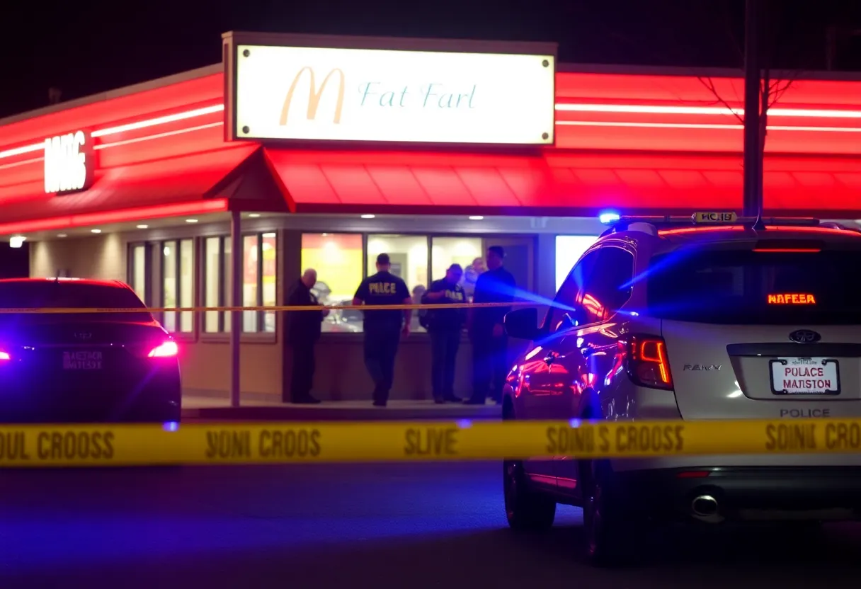 Police investigation at a Bojangles drive-thru after shooting incident