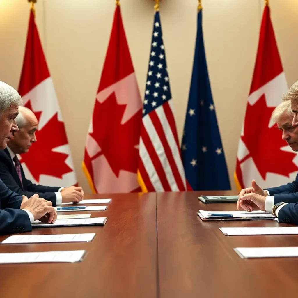 Canadian leaders in a meeting about the U.S. tariff situation