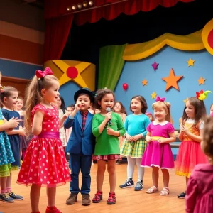 Children auditioning for Winnie the Pooh KIDS musical