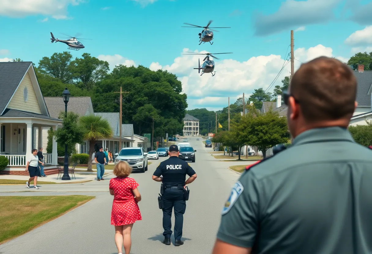 Police presence in Chapin SC during a manhunt