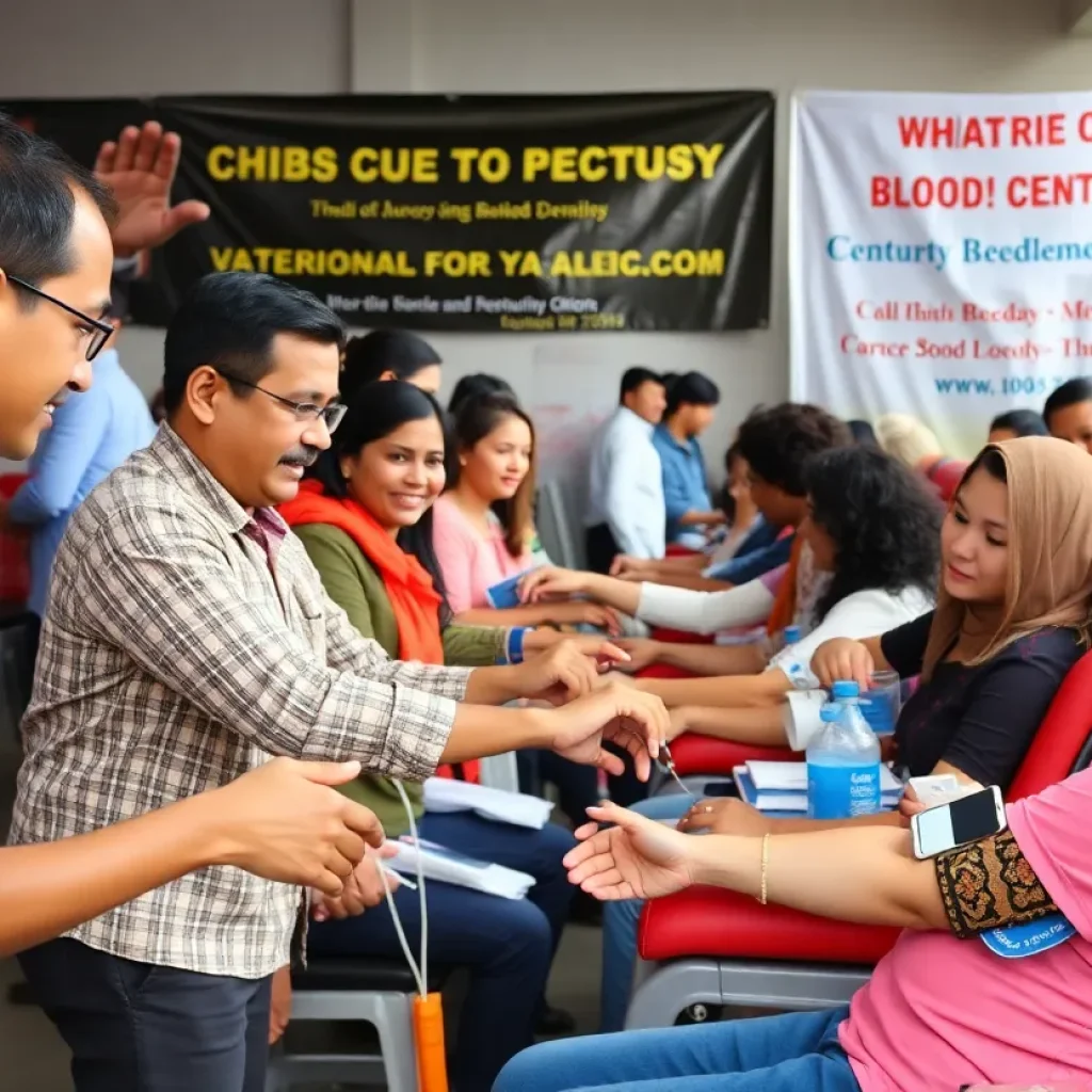 Community members donating blood at a local drive in Columbia, SC