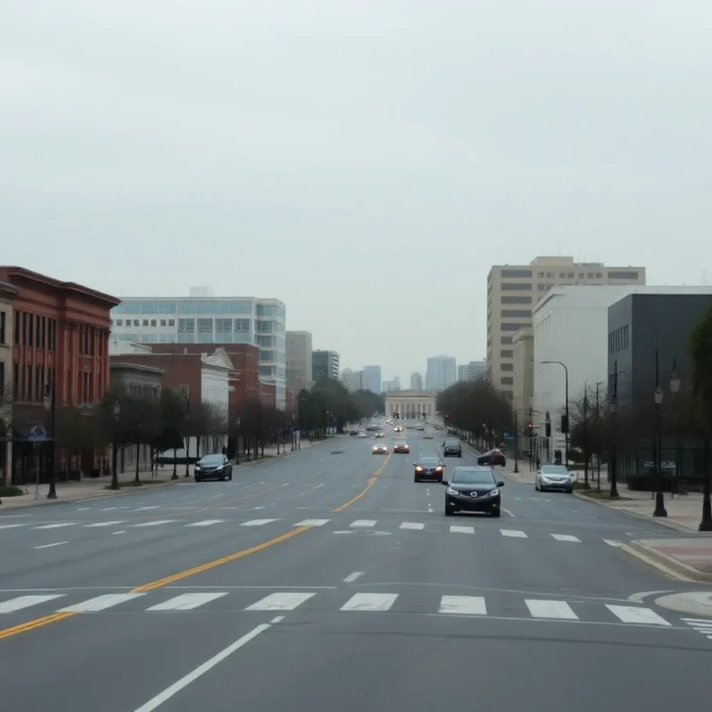 Somber view of downtown Columbia following an unaccompanied death