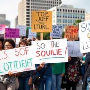 Diverse group of protesters in Columbia, South Carolina