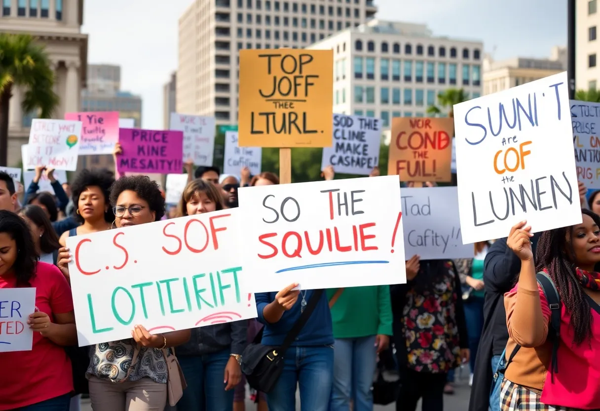 Diverse group of protesters in Columbia, South Carolina