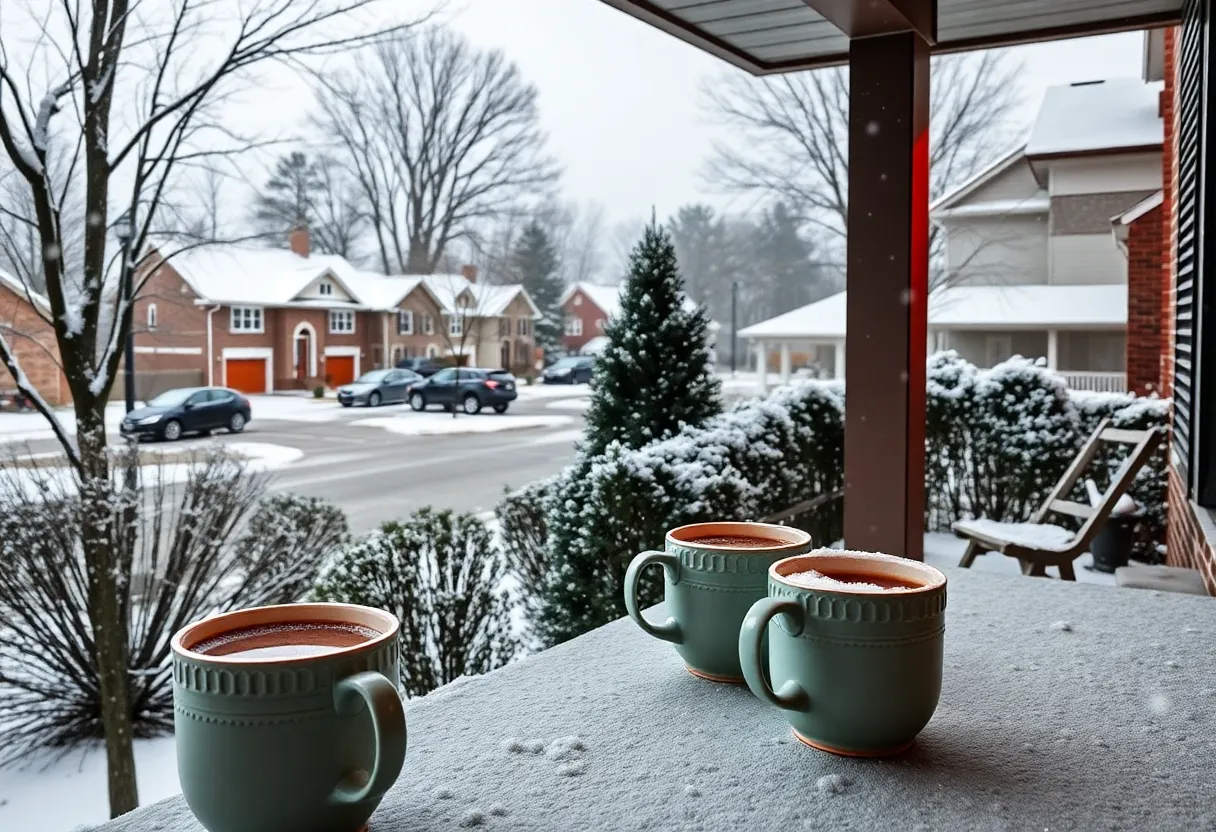 Snowy neighborhood in Columbia SC