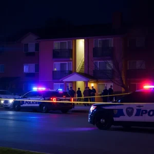 Police officers investigating a shooting scene at Riverside Apartments in Columbia, S.C.