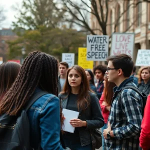 Students protesting on Columbia University campus