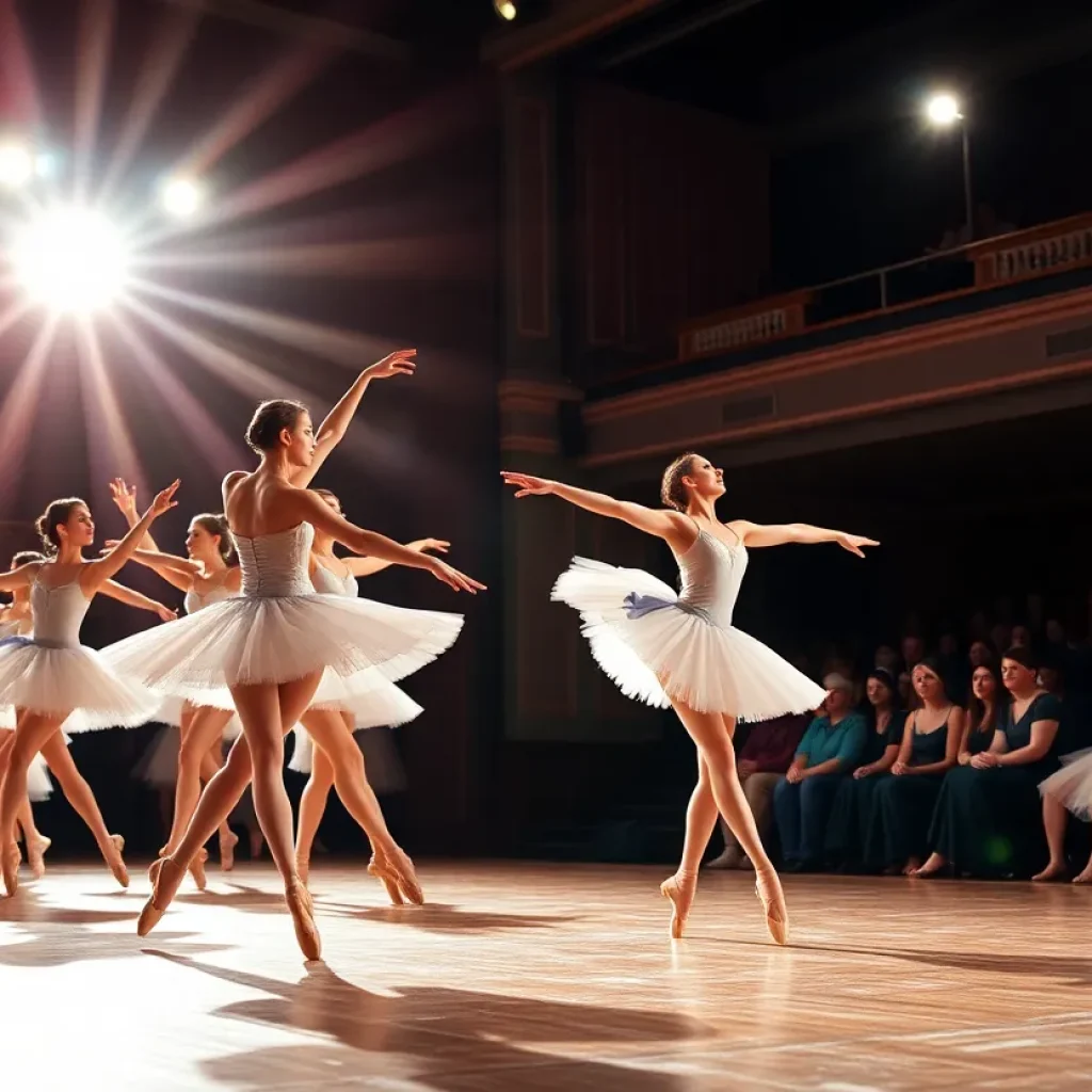 Dancers performing during a Columbia Classical Ballet show