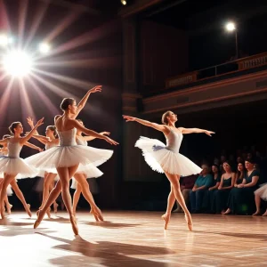 Dancers performing during a Columbia Classical Ballet show